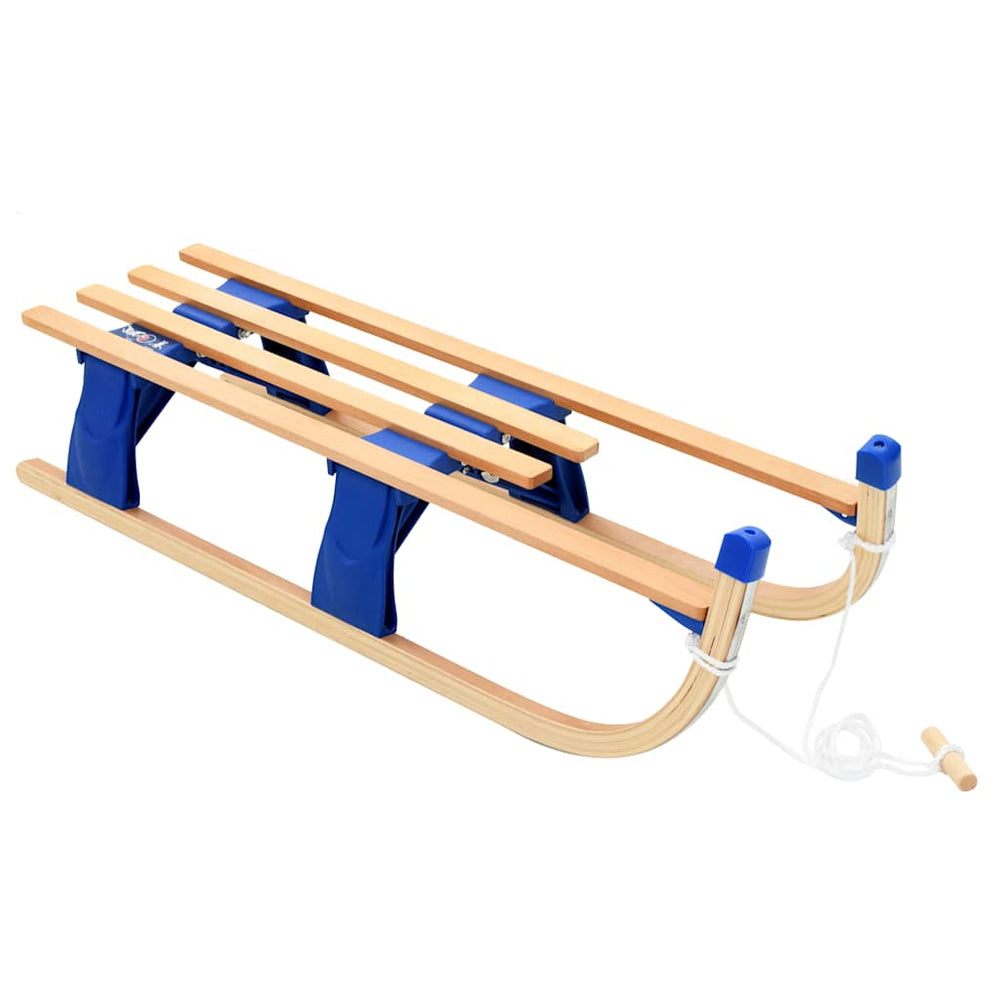 Classic Folding Wooden Snow Sledge with Pull Rope