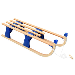 Classic Folding Wooden Snow Sledge with Pull Rope