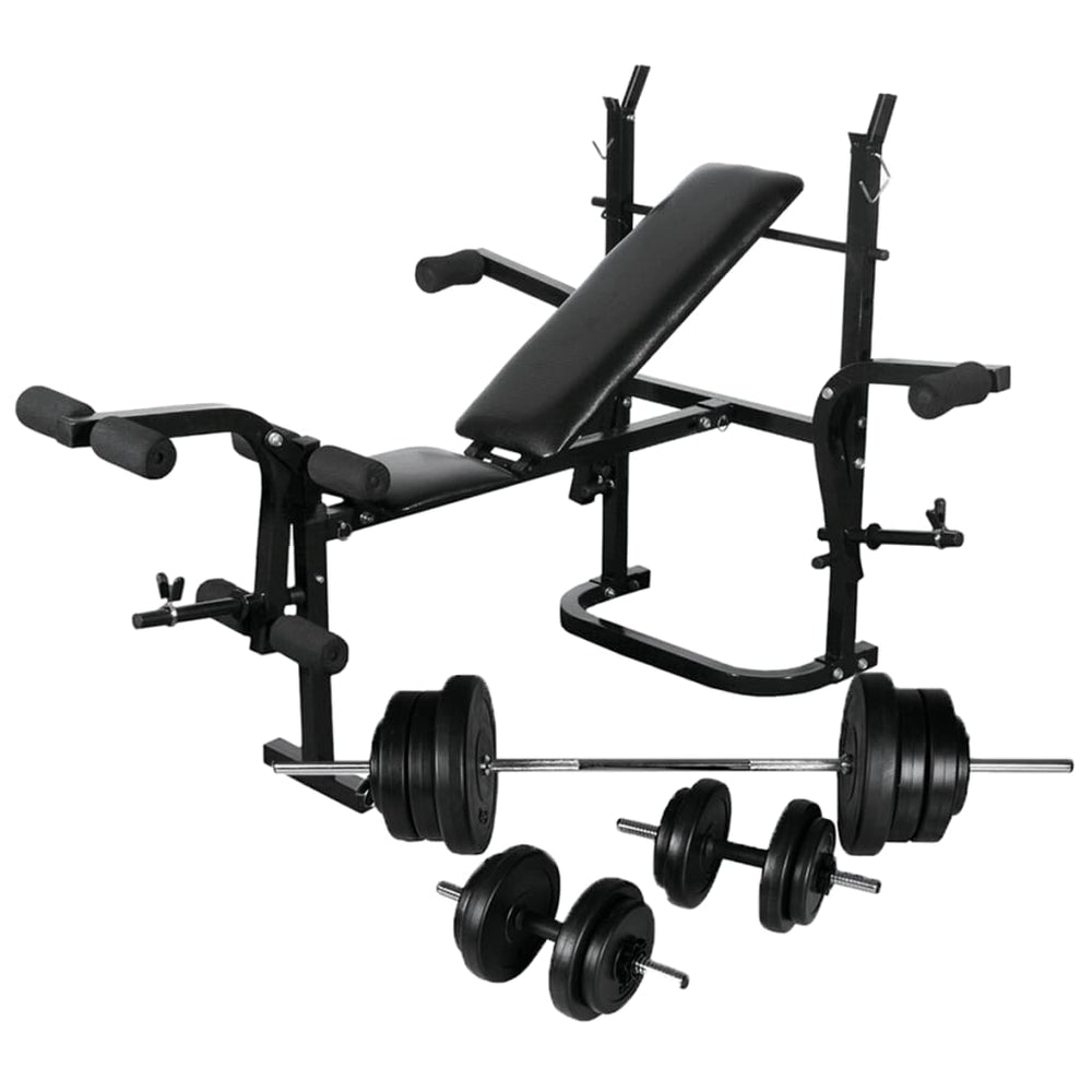 Complete Home Weight Bench with Rack and Adjustable Barbell Set