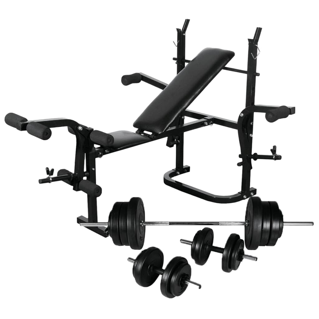 Weight Bench With Weight Rack, Barbell And Dumbbell Set 30.5Kg