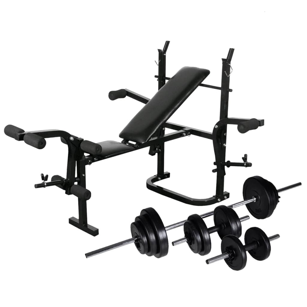 Complete Home Weight Bench with Rack and Adjustable Barbell Set