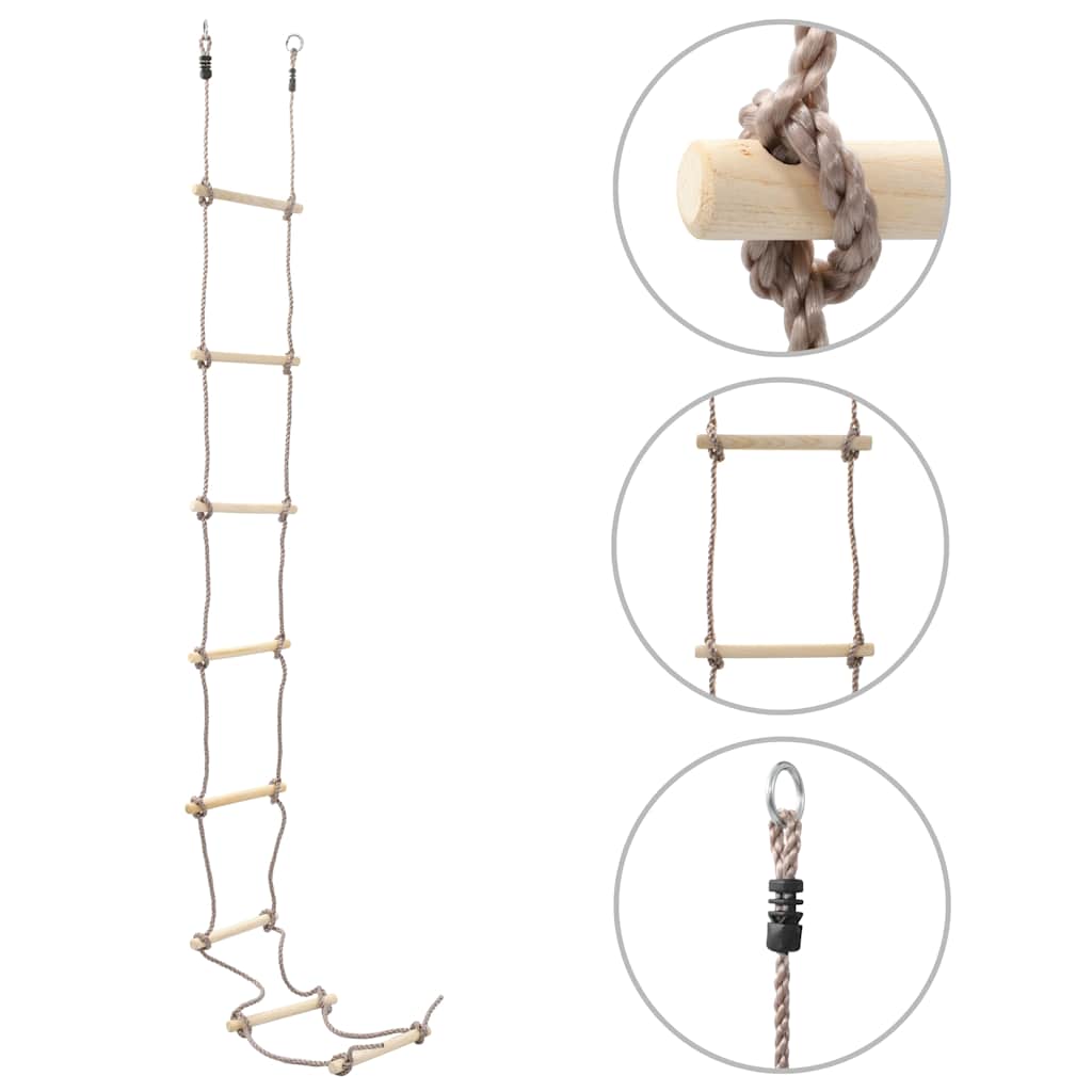 Kids Wooden Rope Ladder with 8 Steps for Indoor & Outdoor Play