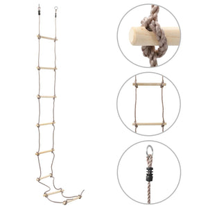 Kids Wooden Rope Ladder with 8 Steps for Indoor & Outdoor Play