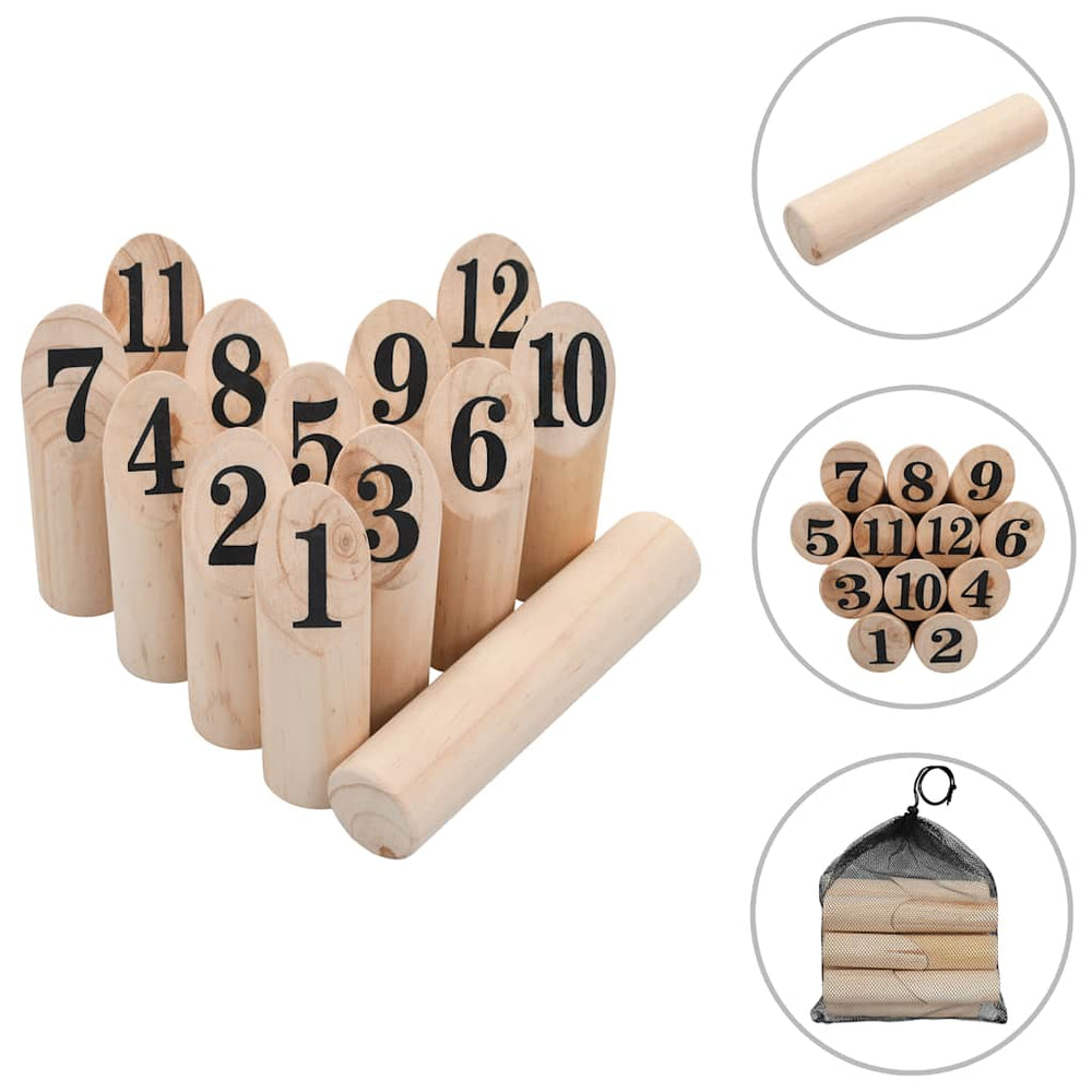 Number Kubb Game Set Solid Pinewood