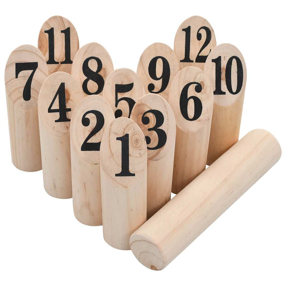 Number Kubb Game Set Solid Pinewood