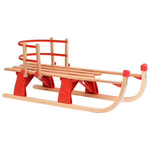 Classic Folding Wooden Snow Sledge with Pull Rope