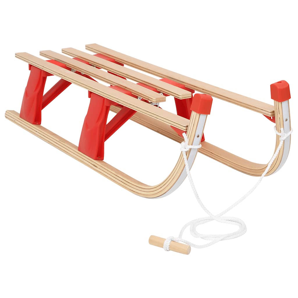 Classic Folding Wooden Snow Sledge with Pull Rope