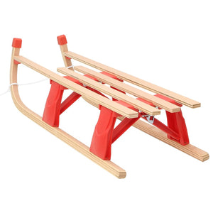 Classic Folding Wooden Snow Sledge with Pull Rope