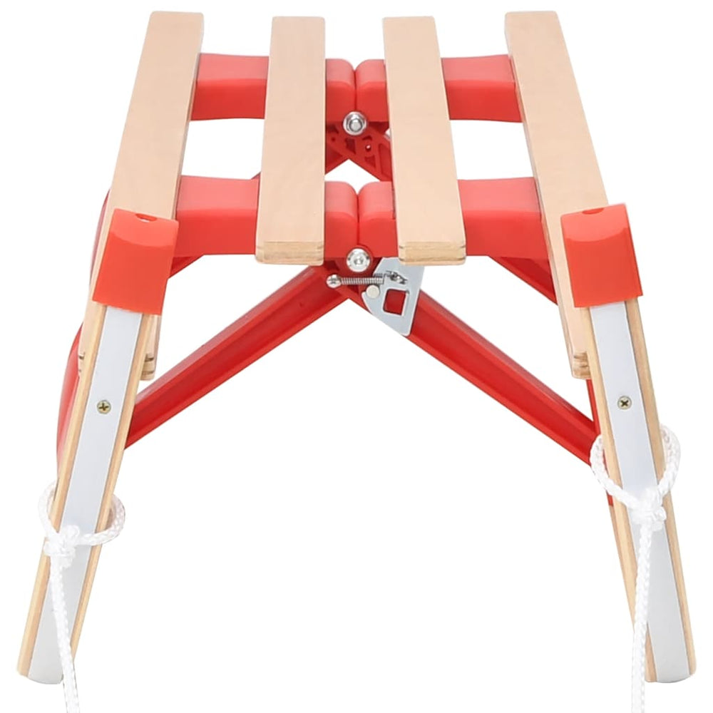 Classic Folding Wooden Snow Sledge with Pull Rope