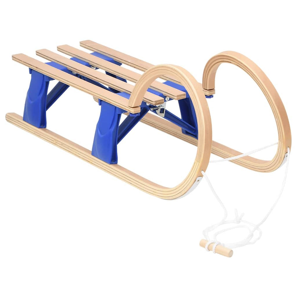 Foldable Wooden Sledge with Pull Rope for Children Winter Fun