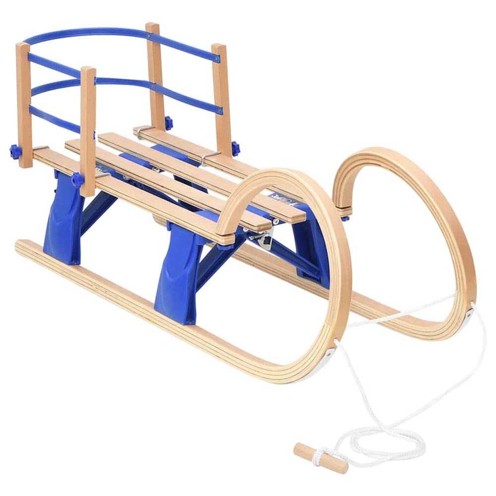 Foldable Wooden Sledge with Pull Rope for Children Winter Fun