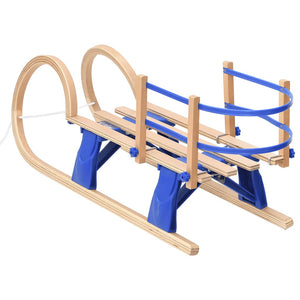 Foldable Wooden Sledge with Pull Rope for Children Winter Fun