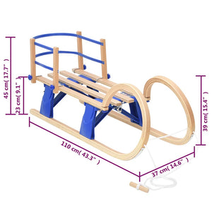 Foldable Wooden Sledge with Pull Rope for Children Winter Fun
