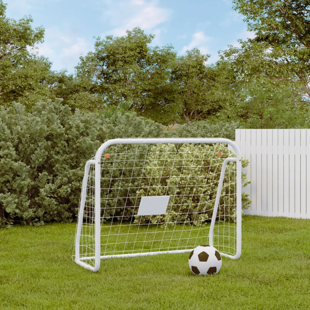 Football Goal With Net White Steel