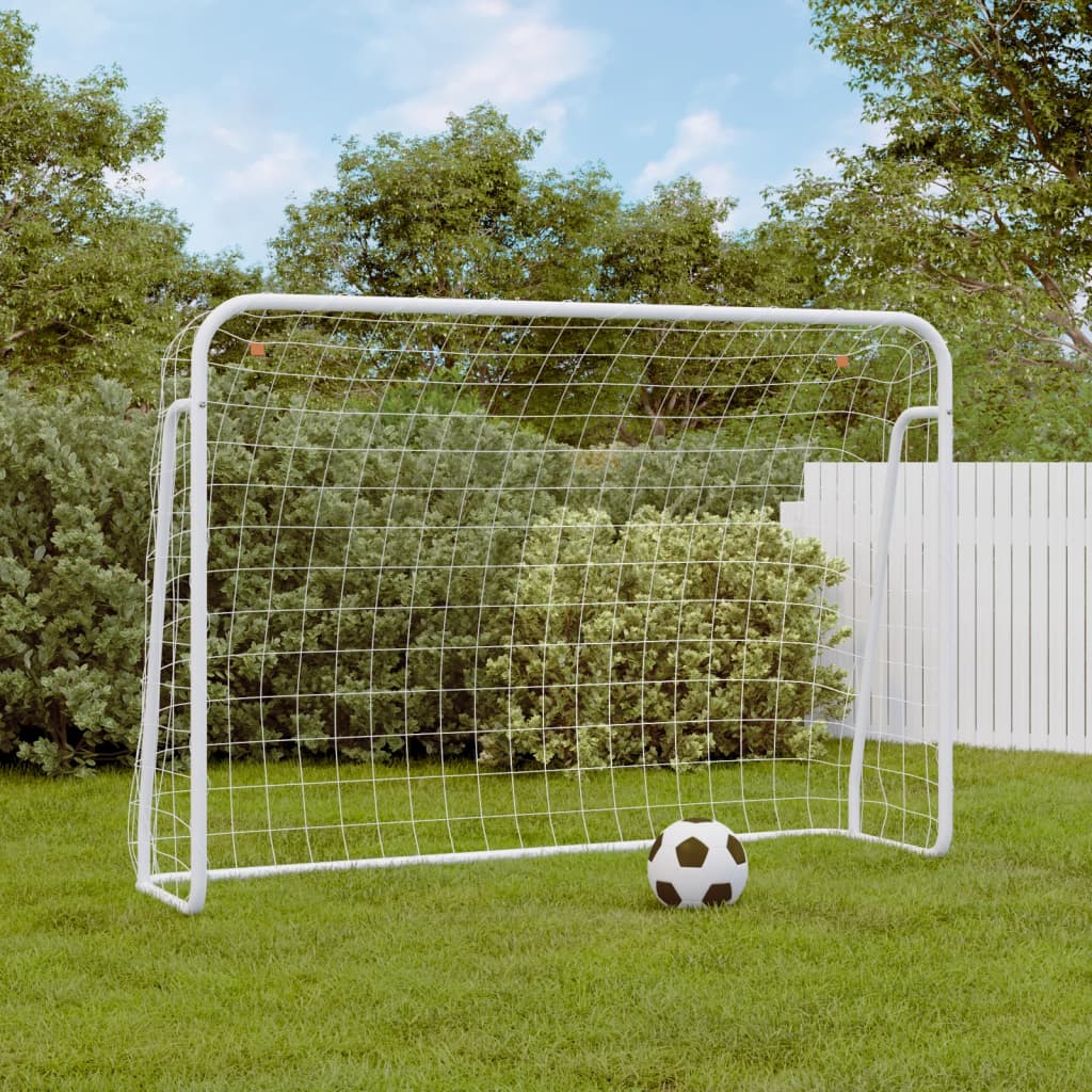 Football Goal With Net White Steel