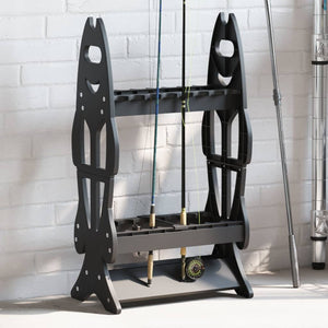 Fishing Rod Rack for 16 Rods with Stable Base & Space-Saving Design