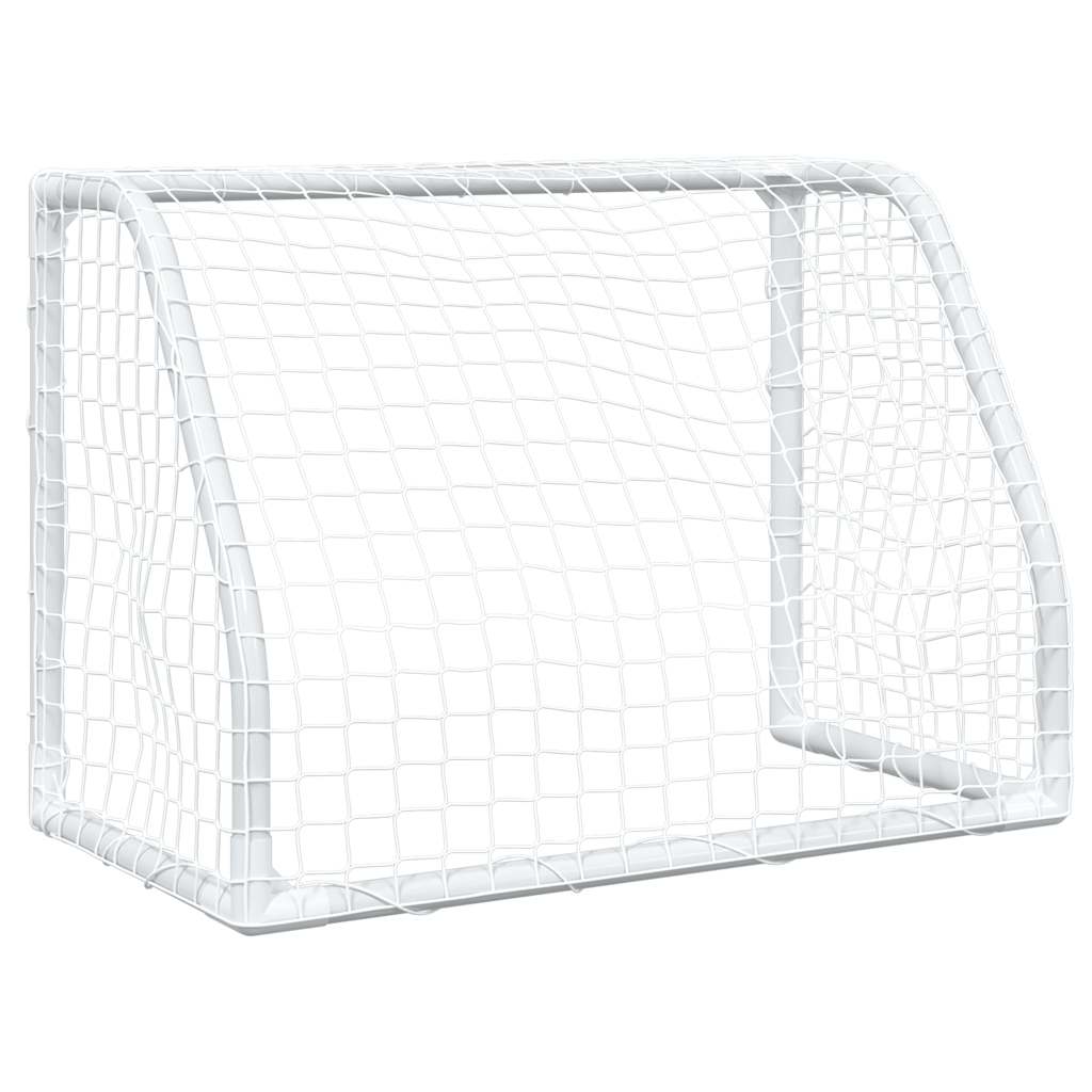 Kids' Football Goals 2 Pcs With Ball White 64X35X48 Cm Metal
