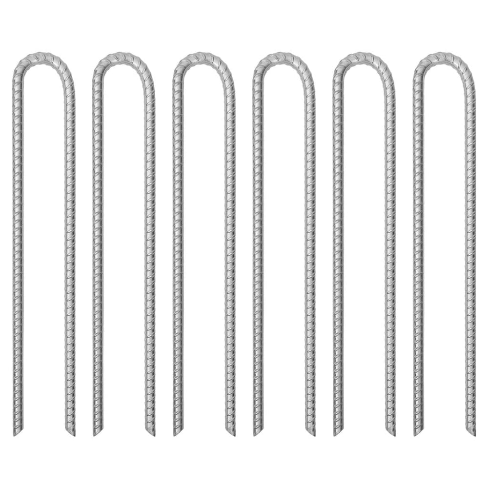 U-Shaped Galvanised Steel Tent Pegs 6 or 12 Pack for Camping