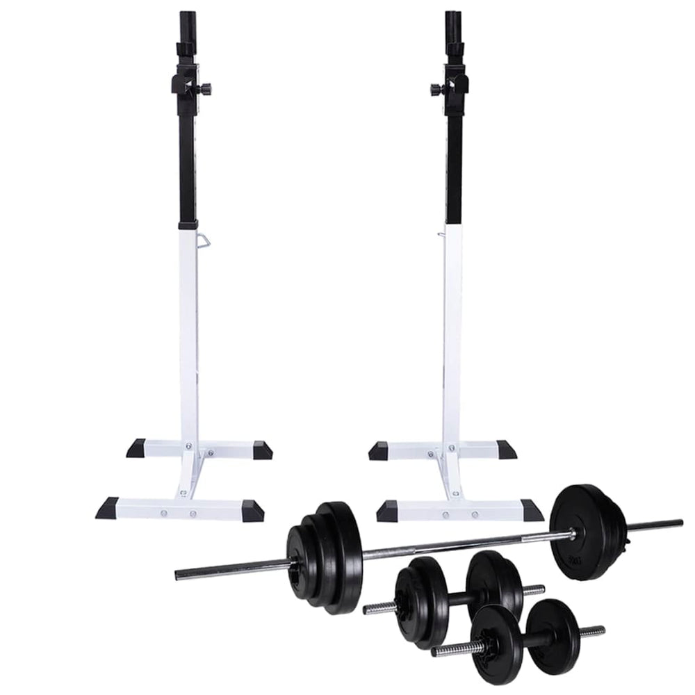 Adjustable Barbell Squat Rack with Barbell and Dumbbell Set