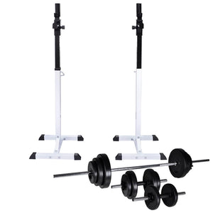Adjustable Barbell Squat Rack with Barbell and Dumbbell Set