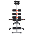 Fitness equipment with black and orange weights on a white background