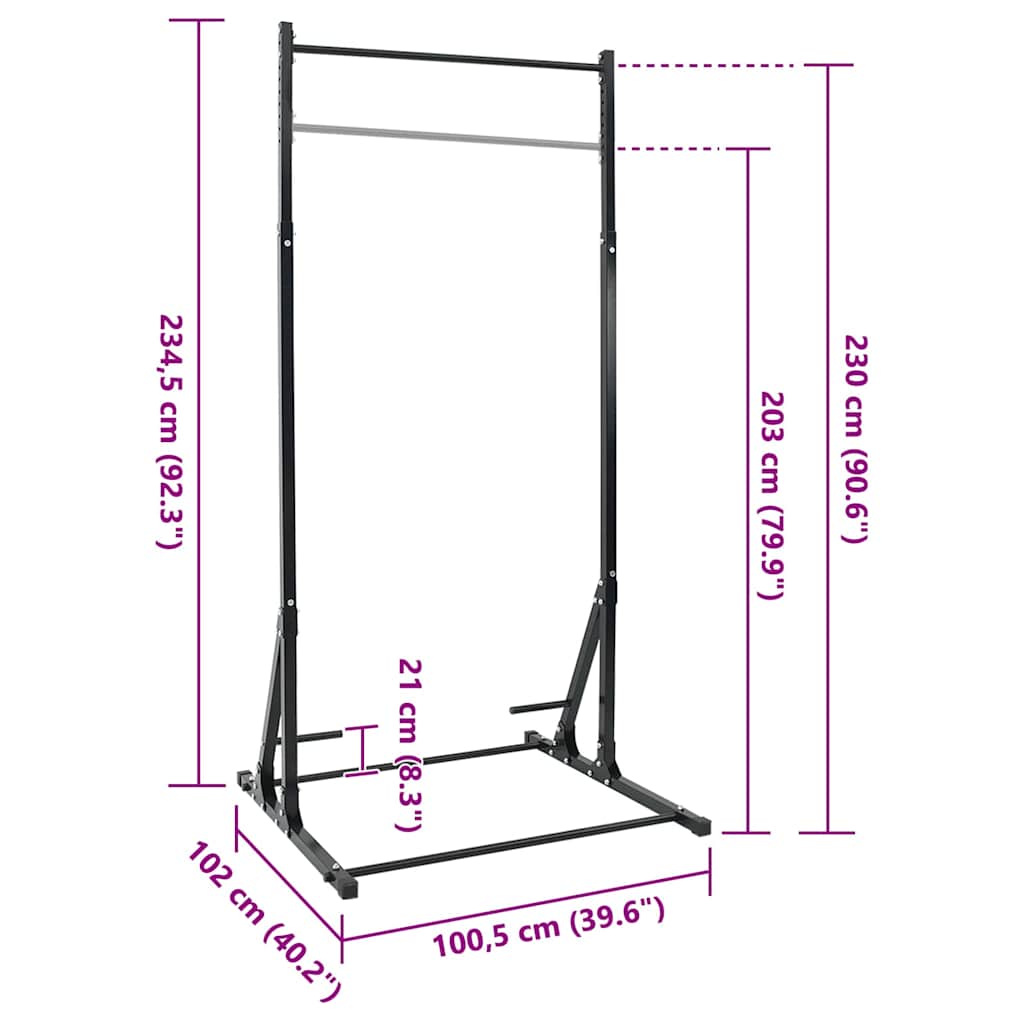 Pull-Up Bar Station Manual Black 101 X 102 X 235 Cm
