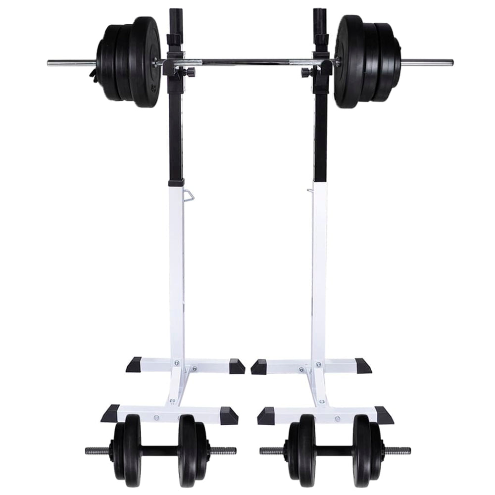 Adjustable Home Gym Squat Rack with Barbell and Dumbbell Weight Set