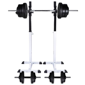Adjustable Home Gym Squat Rack with Barbell and Dumbbell Weight Set