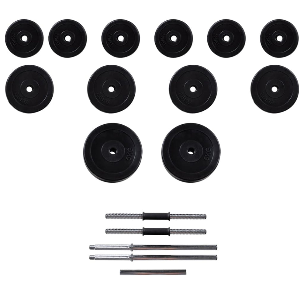 Adjustable Weight Training Bench with 30.5 kg Barbell and Dumbbell Set