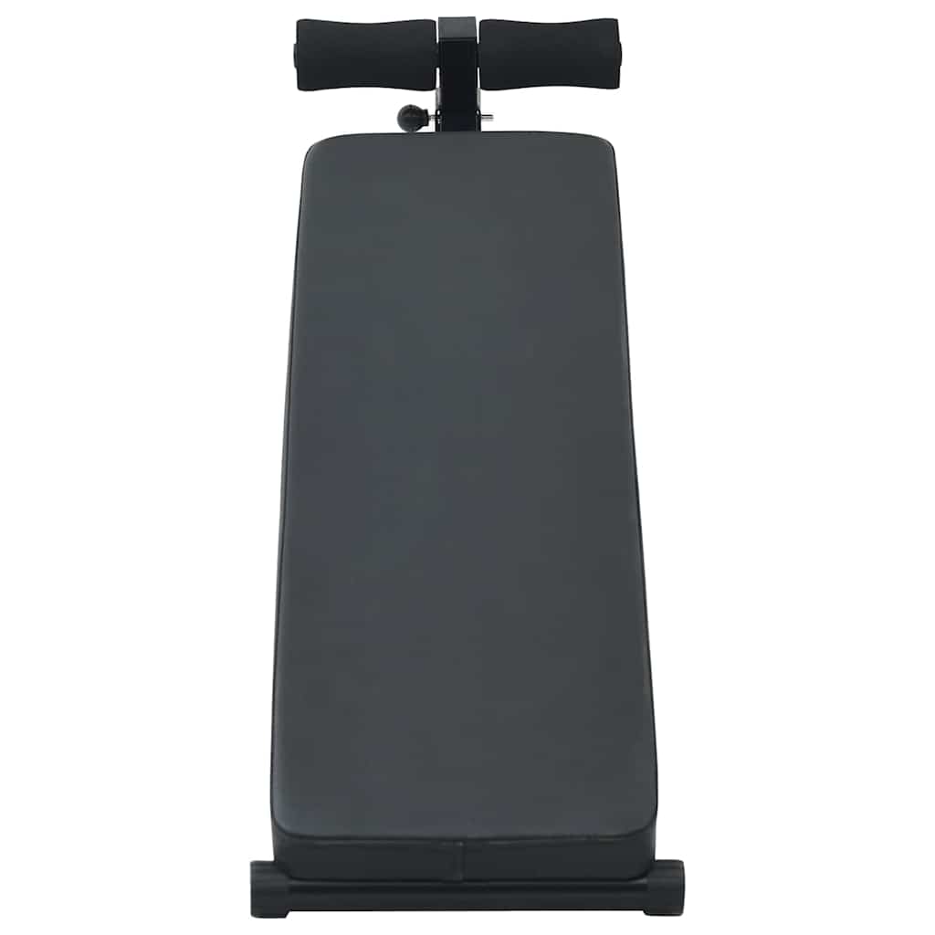 Black exercise bench with black handle on a white background