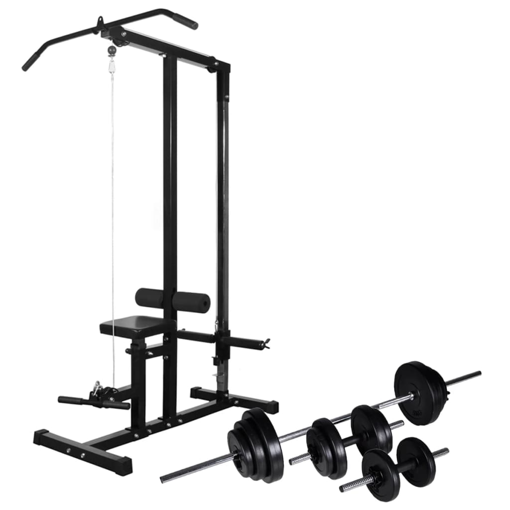 Power Tower With Barbell And Dumbbell Set 30.5 Kg