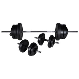 Home Power Tower with Barbell and Dumbbell Strength Set