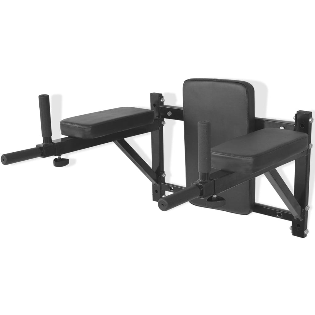 Wall-Mounted Fitness Dip Station Black